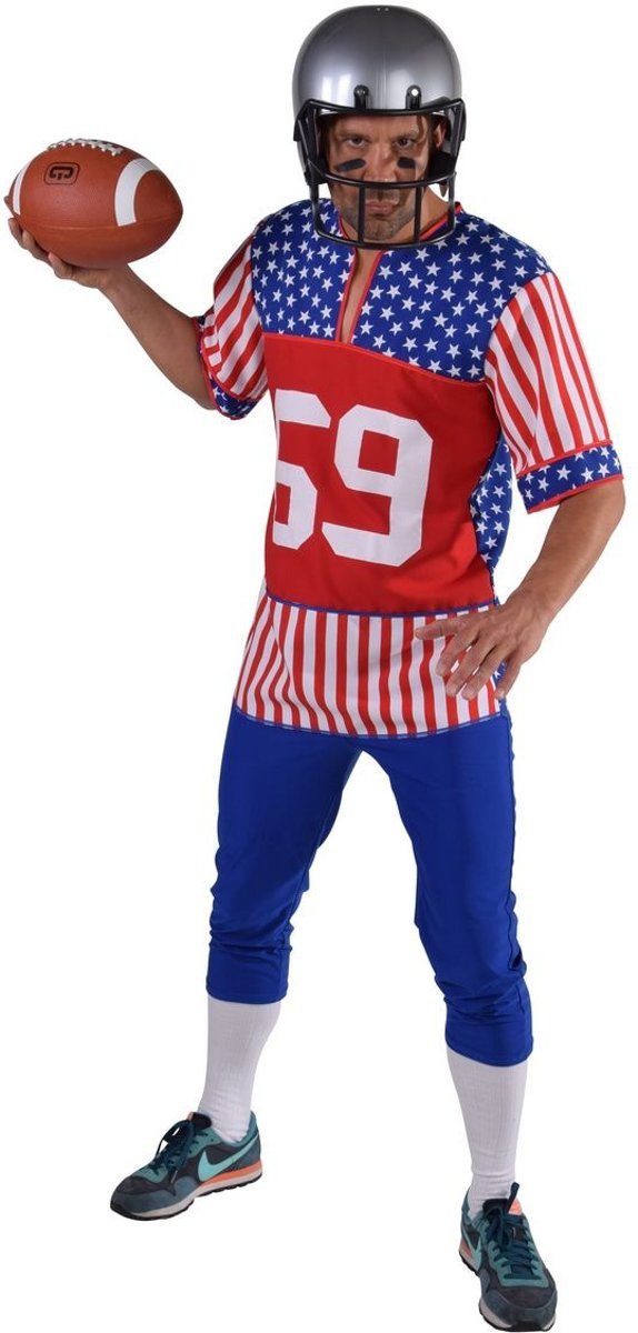 Rugby & American Football Kostuum | American Footballer Stars And Stripes | Man | Large | Carnaval kostuum | Verkleedkleding